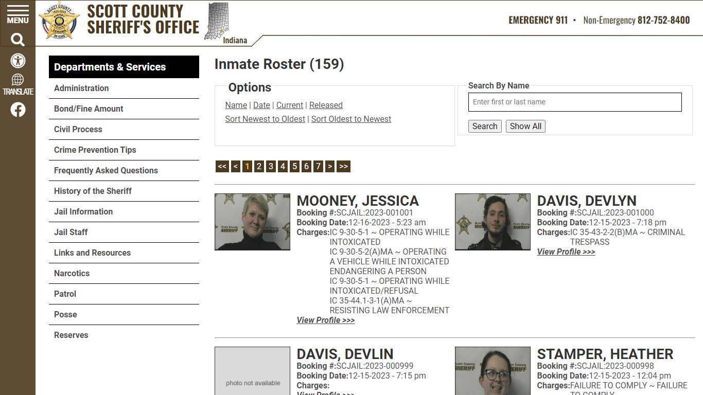 Inmate Roster (164) - Scott County Sheriff